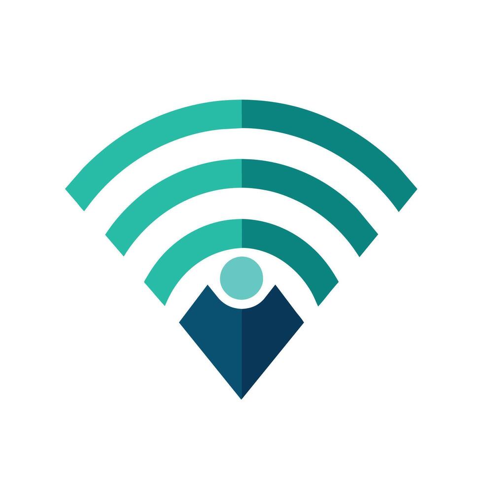 A person standing on top of a WiFi logo symbolizing connectivity and technology, Explore the concept of connectivity in a minimalist logo inspired by wifi signals vector