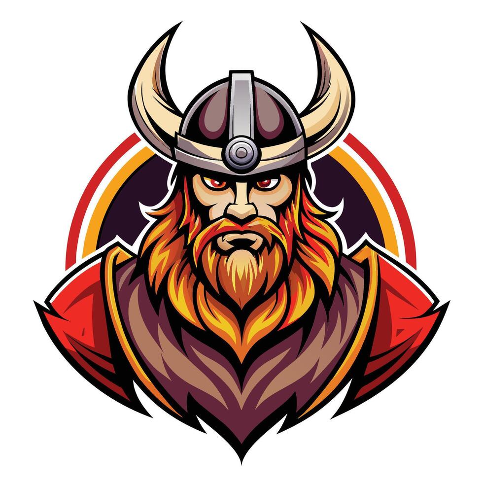 A viking warrior standing with a helmet on his head, Dominating Viking Logo Mascot vector