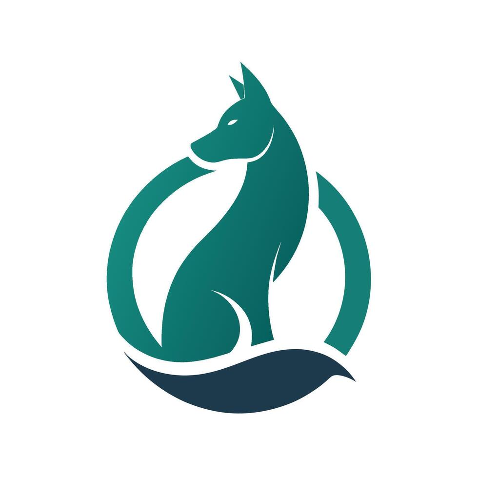 A dog perched on a leaf-shaped logo design, A minimalist logo with the silhouette of a mountain peak vector