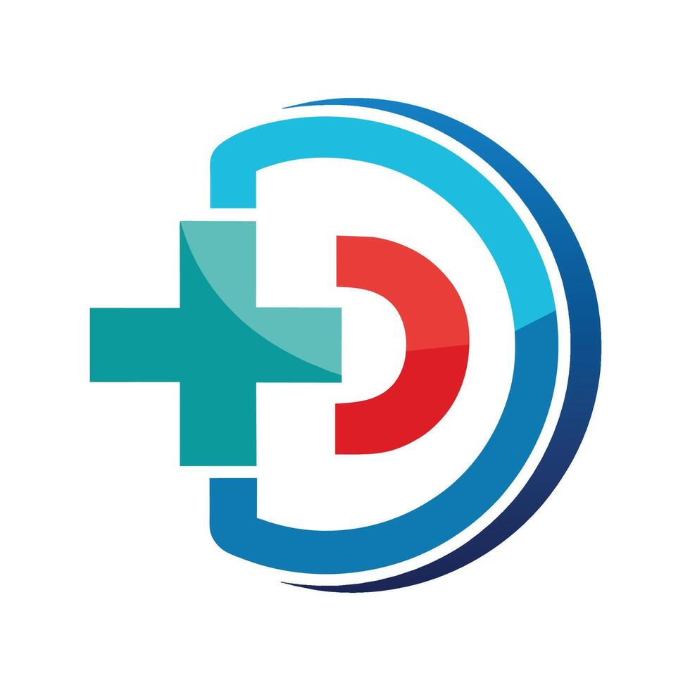 The logo features the letter D intertwined with a medical cross symbol, representing a medical company, Medical logo, letter D with medical cross combination vector