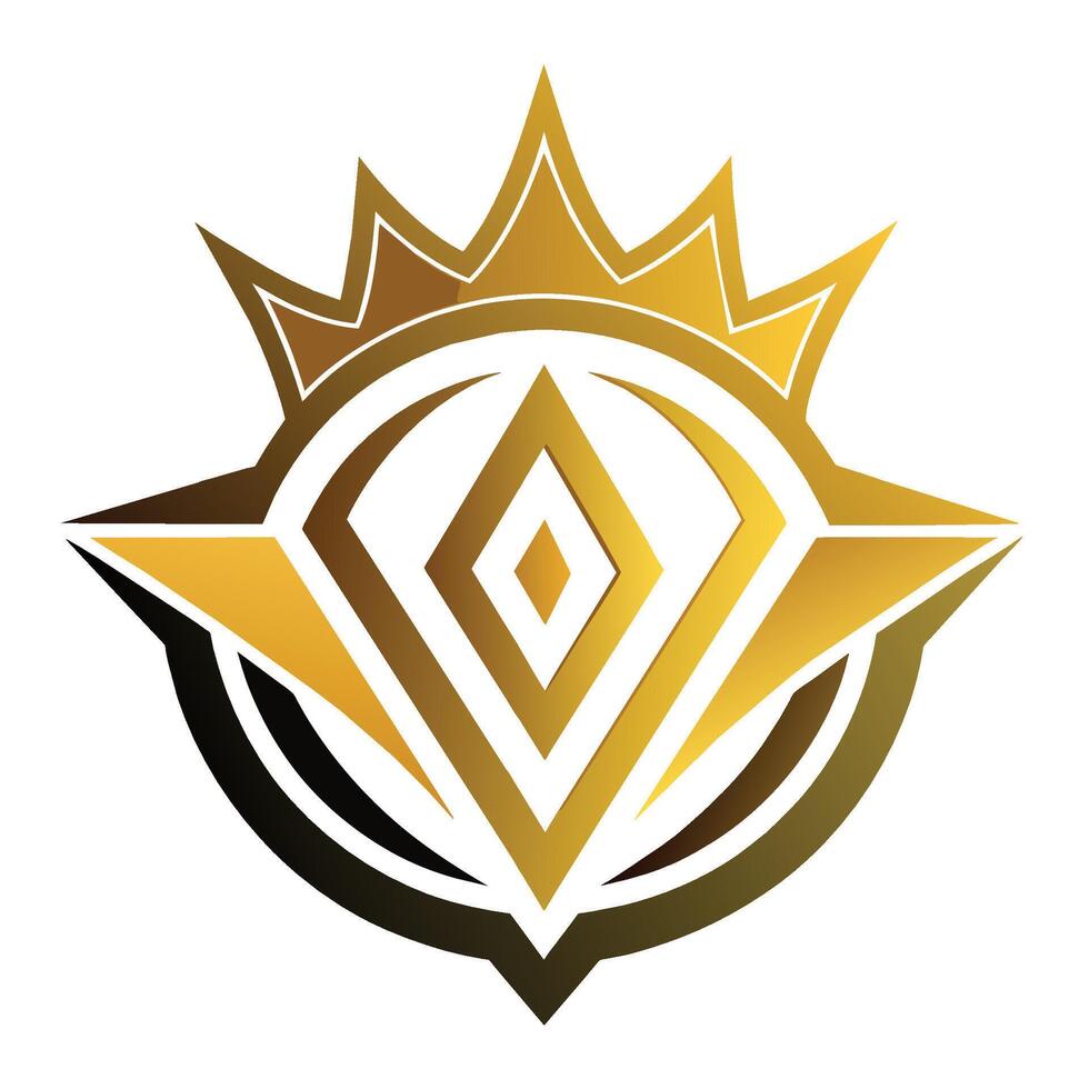 A premium style abstract logo featuring a gold crown on a black background, Premium style abstract gold crown logo symbol vector