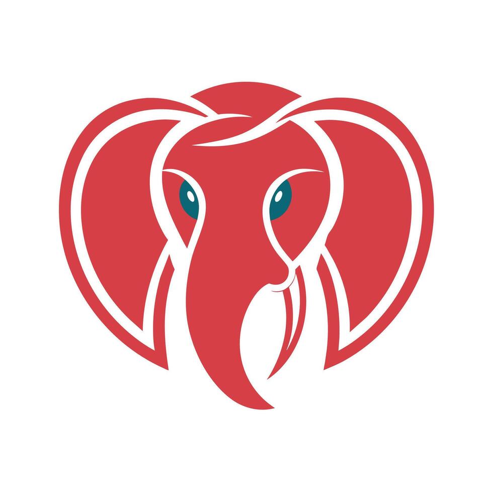 An elephants head with piercing blue eyes against a white background, Simple elephant logo design with modern concept vector