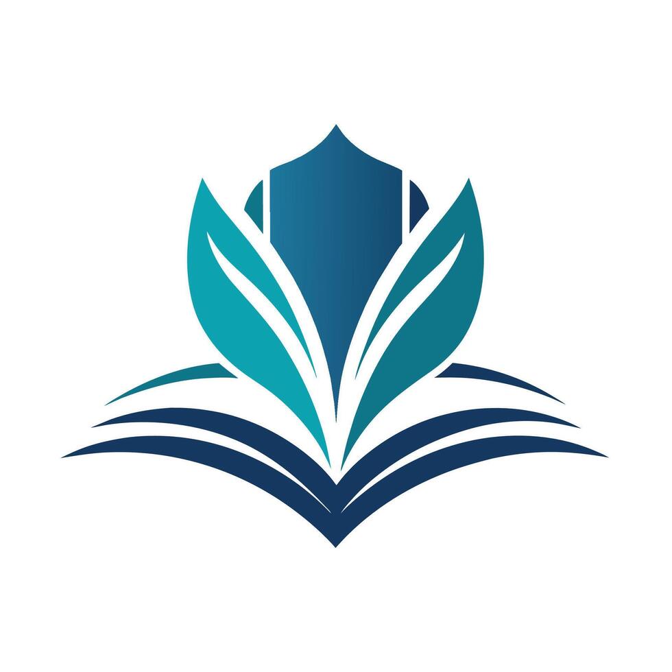 A leaf resting on top of a book, Produce a simple and elegant design for a publishing house vector