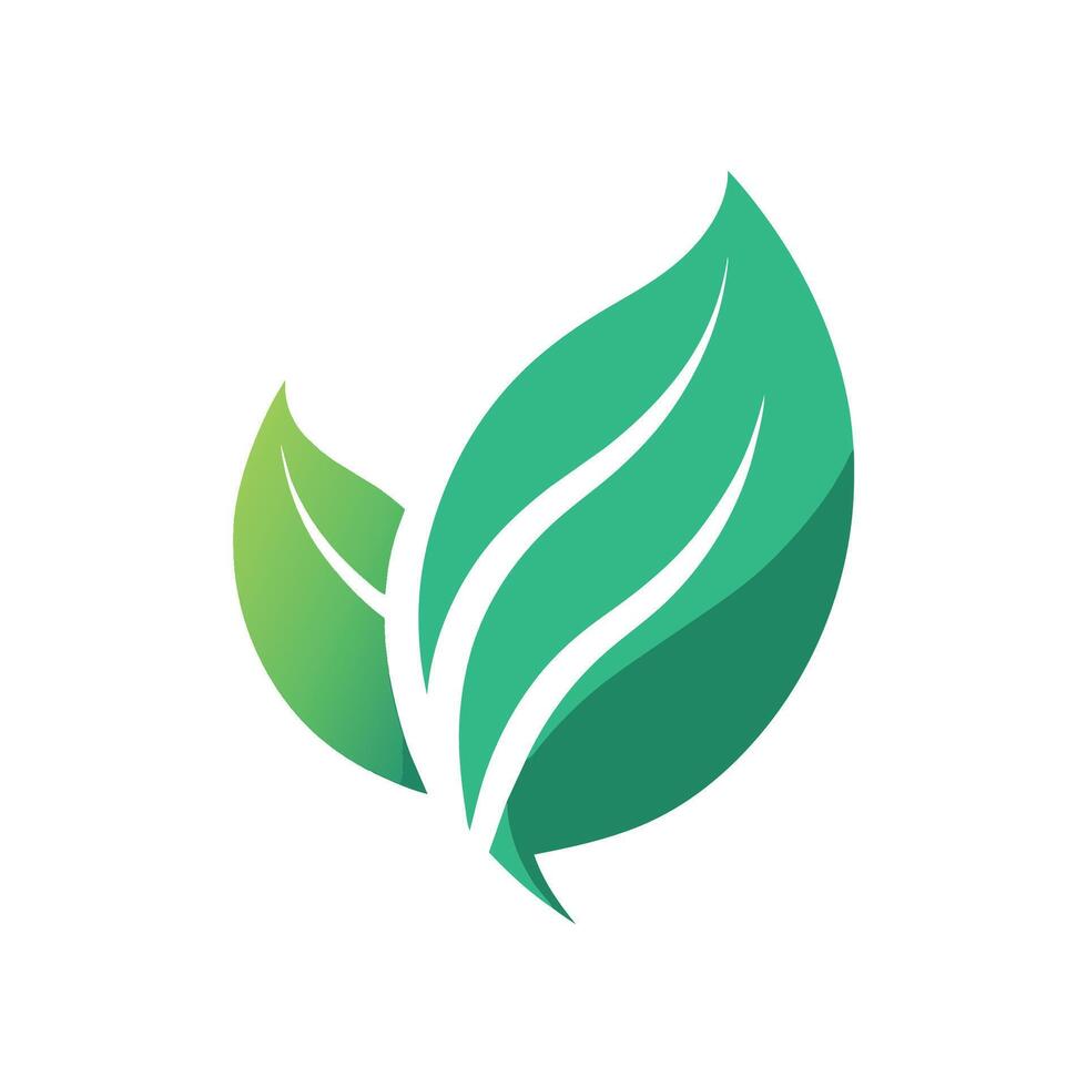 Silhouette of a green leaf logo with subtle gradient on a white background, Leaf silhouette with subtle gradient for a eco-friendly vibe vector