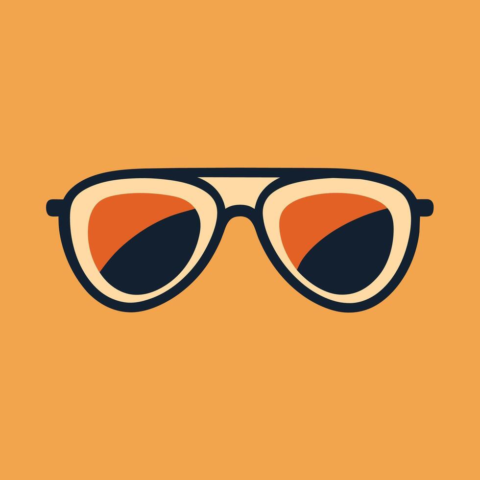 un par de Gafas de sol con naranja y negro marcos, exhibiendo un elegante y elegante diseño, hacer un minimalista logo exhibiendo un elegante par de Gafas de sol vector