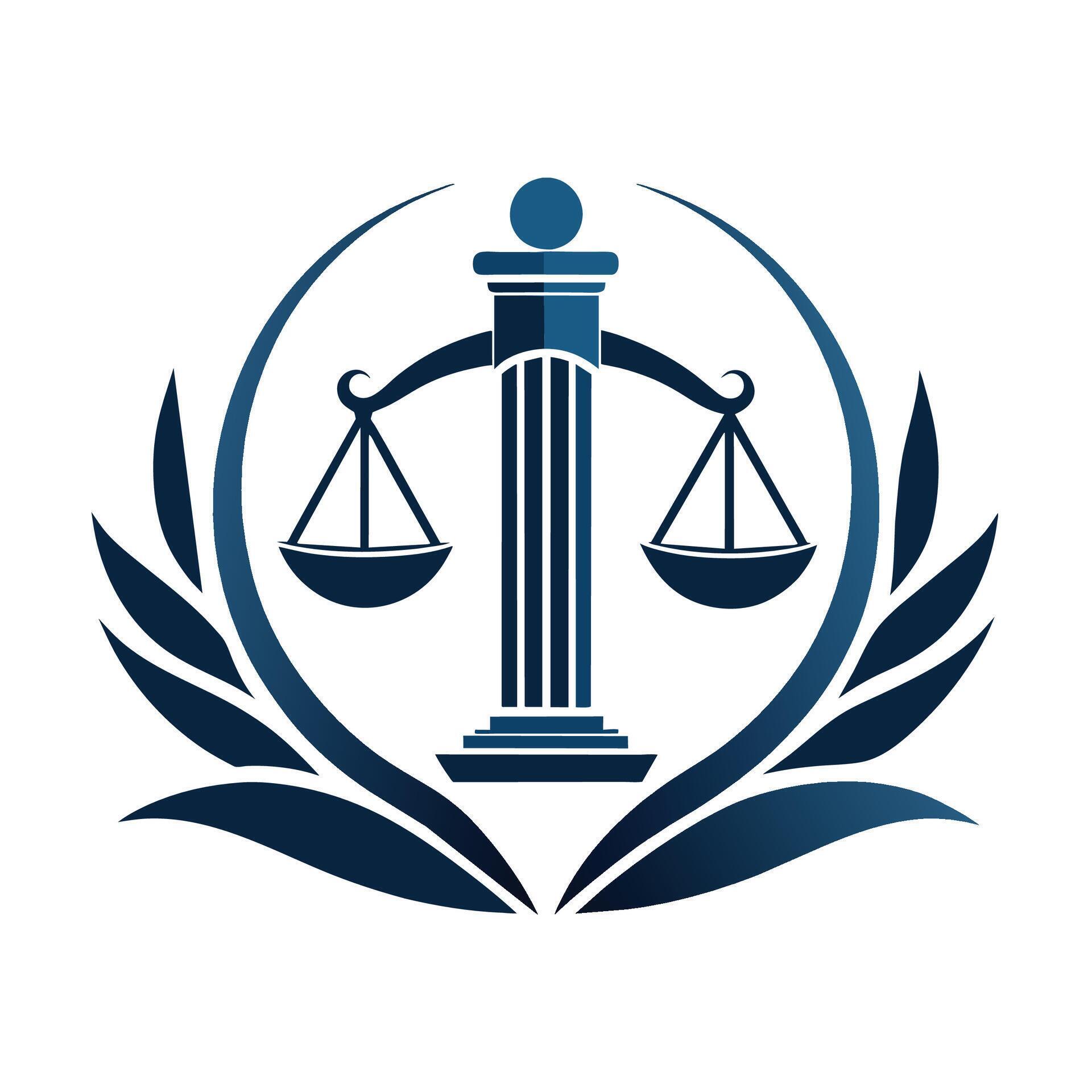 A sleek and understated logo design for a law firm, symbolizing