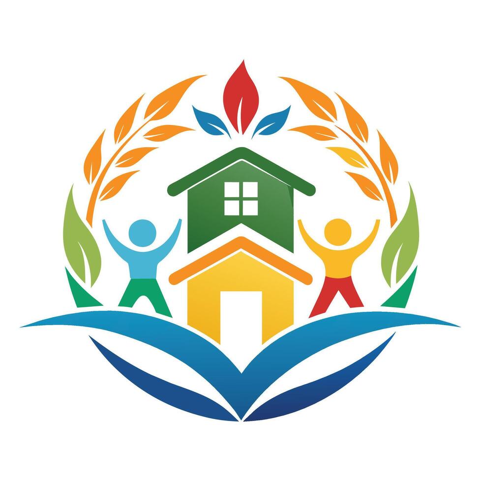 un logo diseño para un centrar enfoque en cuidado para casas y familias, generar un simplista símbolo para un comunidad centrar dedicado a juventud educación y empoderamiento vector