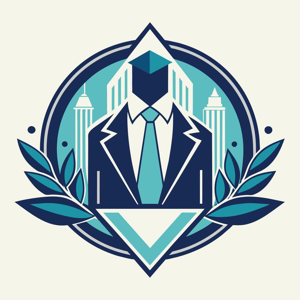 Stylish logo featuring a suit and tie in blue and white color scheme for a corporate event design, Stylish and modern design for a corporate event invitation vector