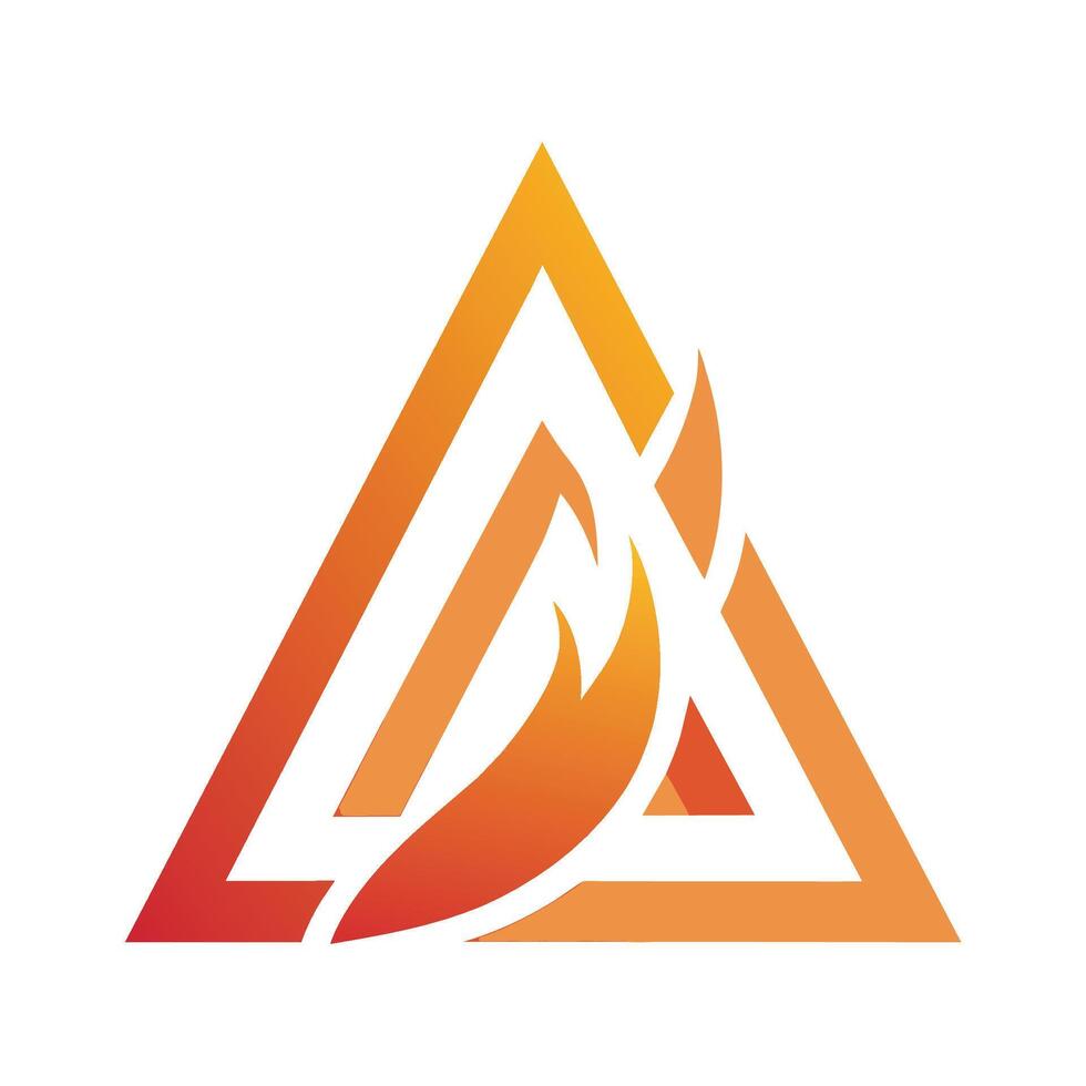 A triangle shape containing a stylized flame, Triangle shapes forming a stylized flame for energy innovation vector