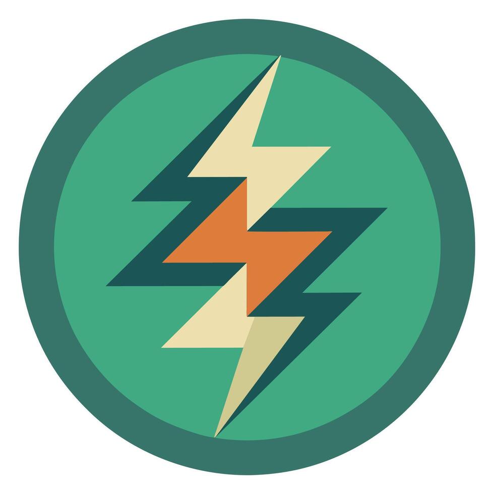 A green circle featuring a lightning bolt inside, symbolizing sustainability and energy, Simple circle with zigzag pattern denoting sustainable power vector
