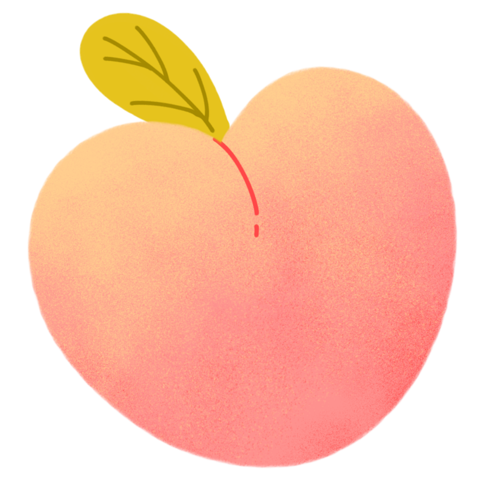 a peach with a leaf illustration png