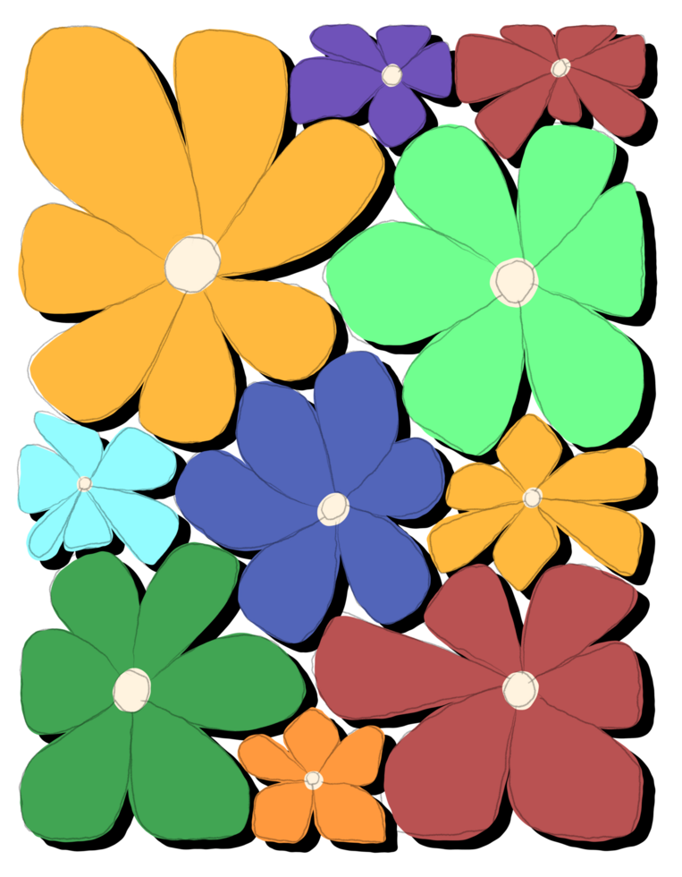 retro simple flower poster illustration png
