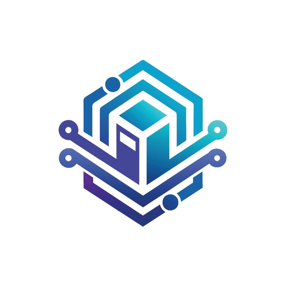 A logo featuring a hexagonal structure in a digital technology design, Abstract digital technology logo design icon template vector