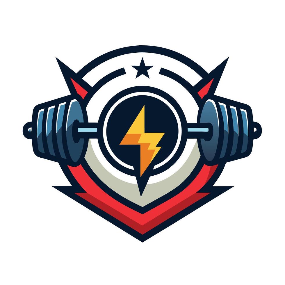 Logo featuring a barbell intersected by a bolt, symbolizing strength and power, A minimalist logo design for a gym that captures the essence of strength and resilience vector