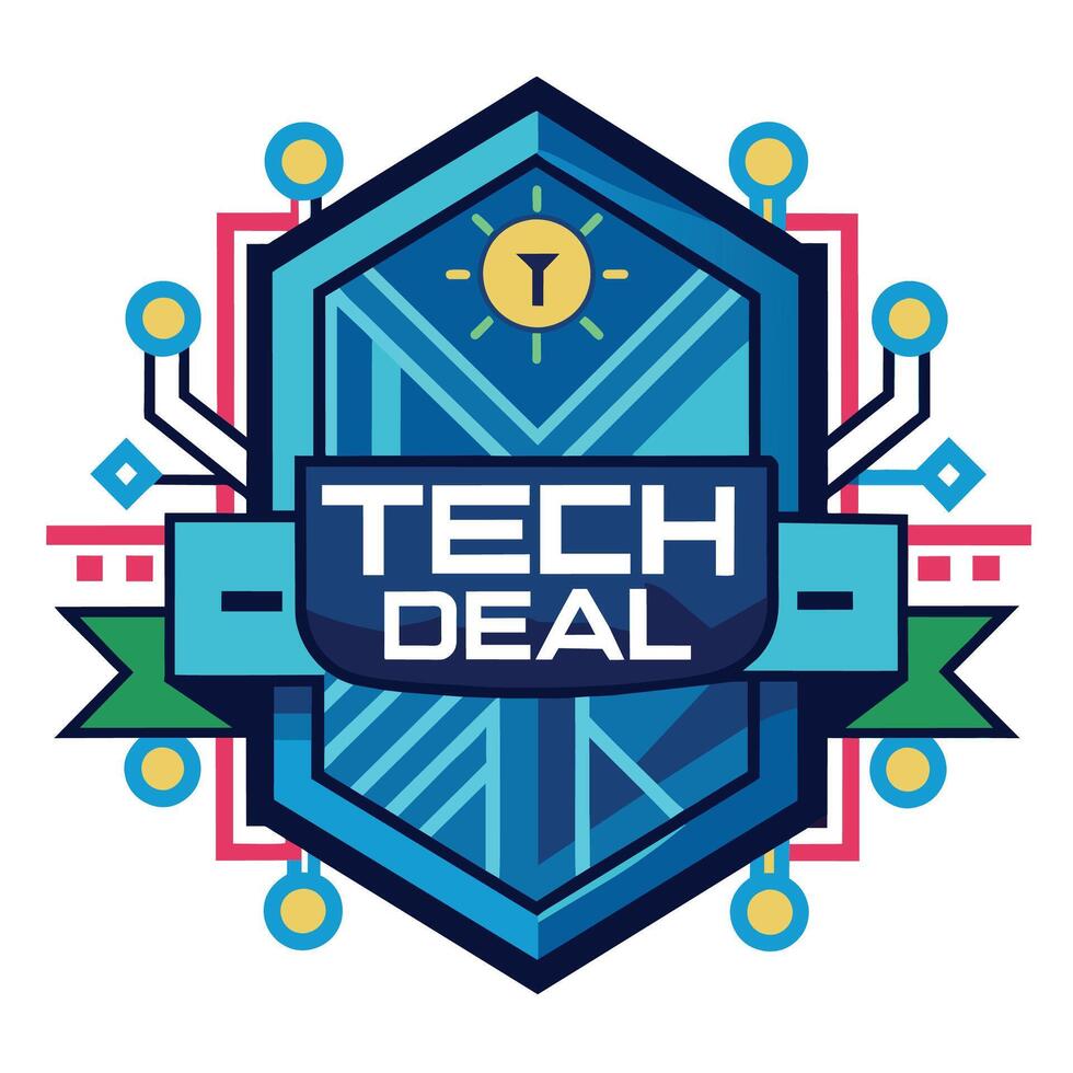 A logo design featuring elements related to technology deals, tech deal logo design template element vector