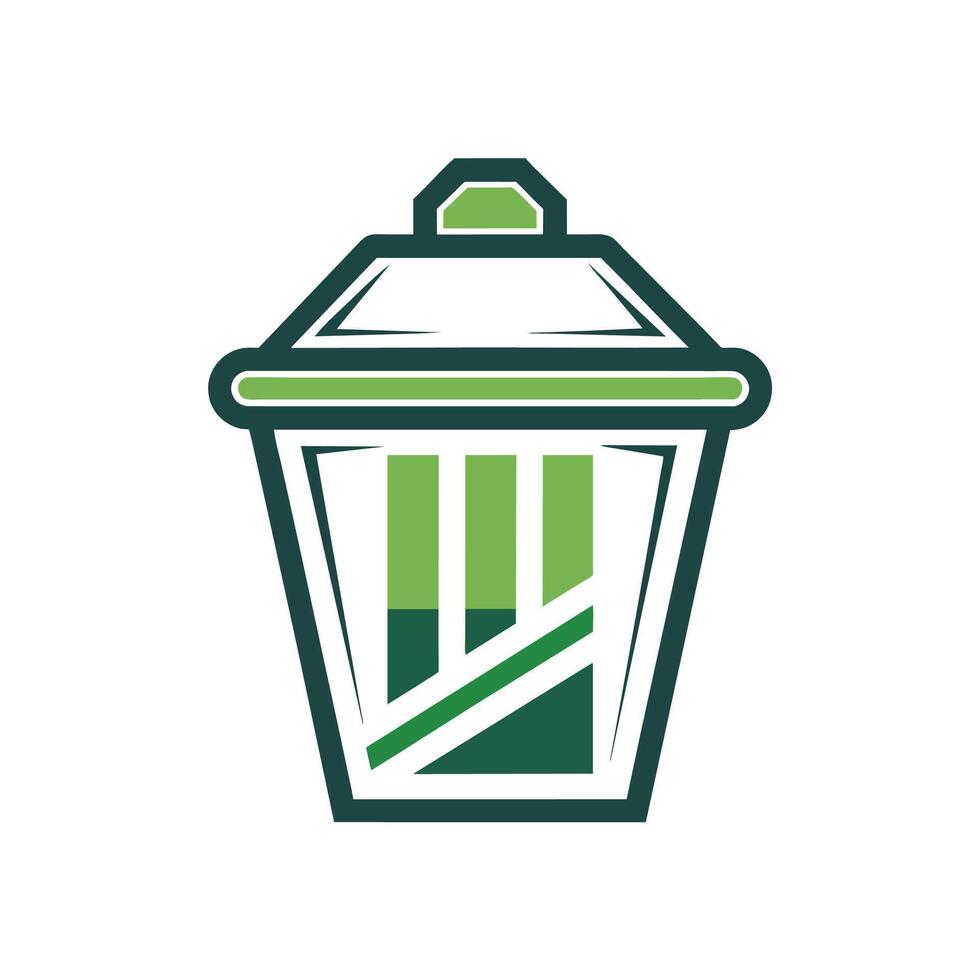 un logo presentando un verde y blanco basura poder, simbolizando un comunidad limpiar multitud, un geométrico logo para un comunidad limpiar personal presentando un basura lata contorno vector