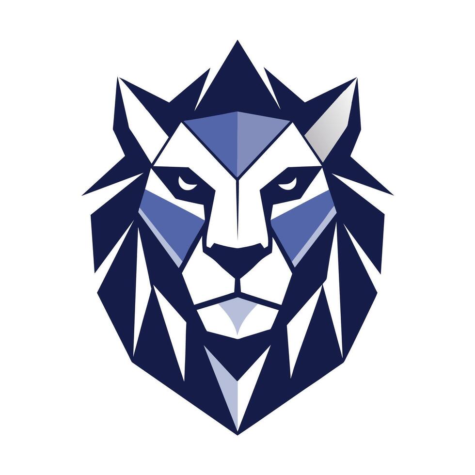 Geometric Lion Head, A geometric interpretation of a lion's face, minimalist simple modern logo design vector