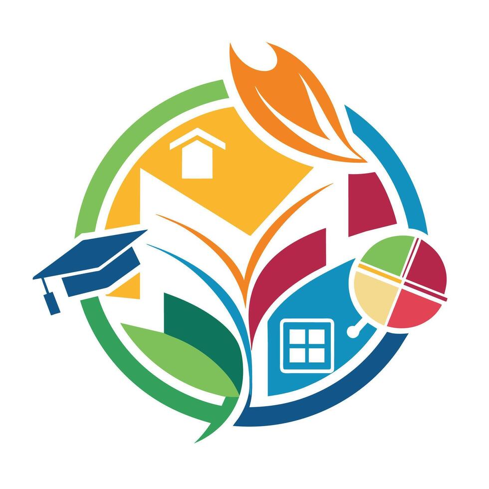 logo presentando un casa y un hoja, simbolizando Respetuoso del medio ambiente alojamiento soluciones, resumen representación de educativo recursos, minimalista sencillo moderno logo diseño vector