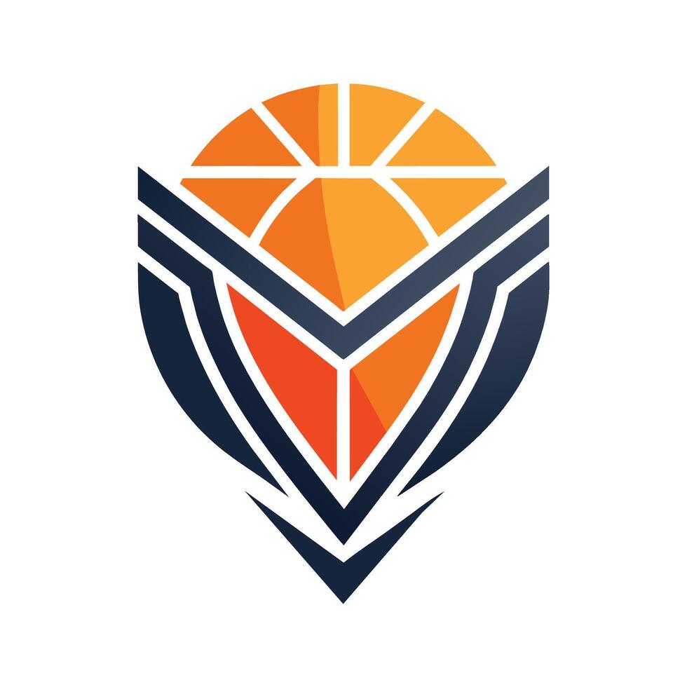 A basketball logo featuring a basketball inside of it, A geometric shape representing a basketball team, minimalist simple modern logo design vector