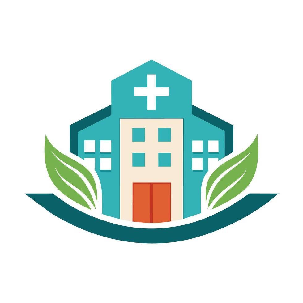 A house featuring a cross symbol on its rooftop, representing a hospitals comforting logo, A minimalist logo representing a hospital's comforting atmosphere vector