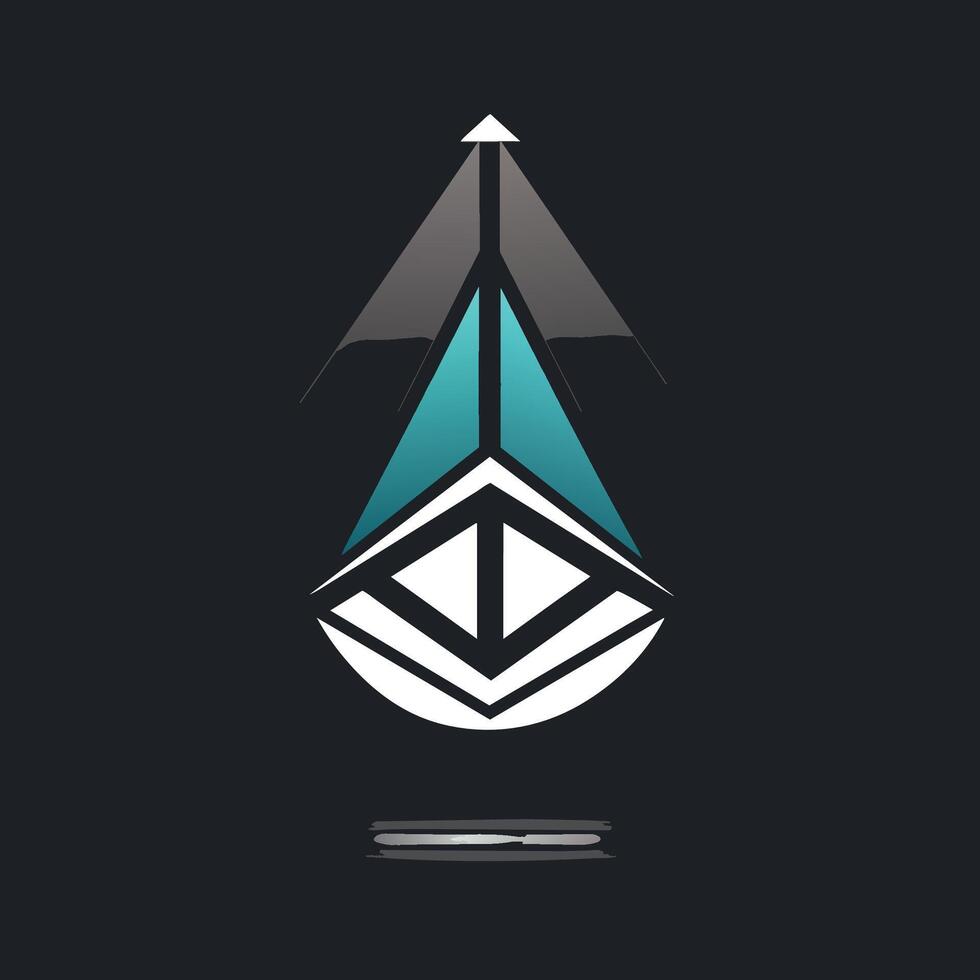 un negro y blanco logo presentando un prominente azul triángulo diseño, un minimalista logo con un atención en Encendiendo y oscuridad, minimalista sencillo moderno logo diseño vector