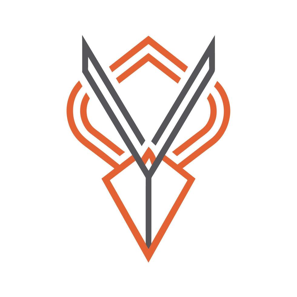 A logo design featuring two swords crossed in the middle, A clean, modern logo featuring the outline of a pair of scissors vector