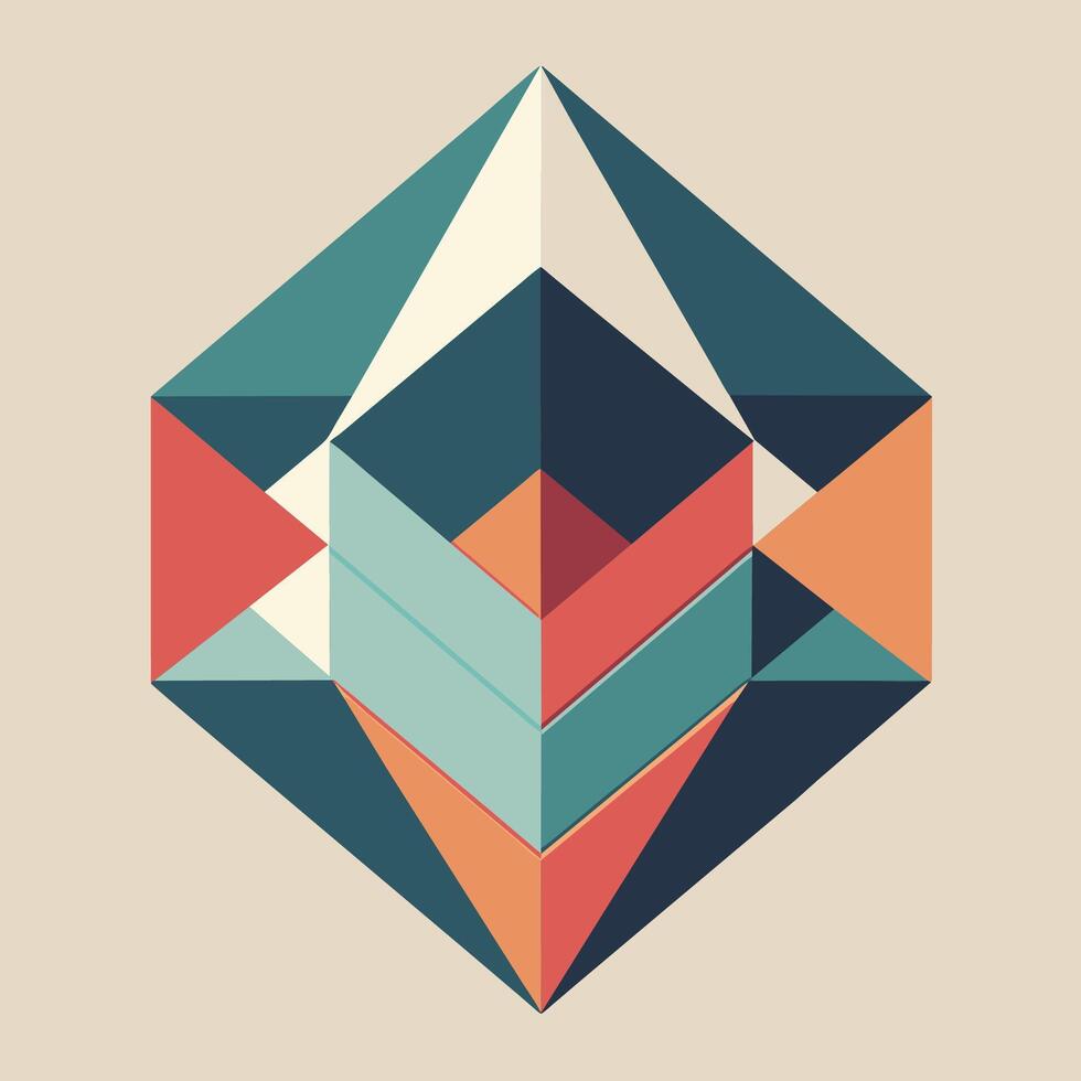 Abstract Geometric Design With Various Colors and Shapes, Abstract geometric shapes in muted colors, minimalist simple modern logo design vector
