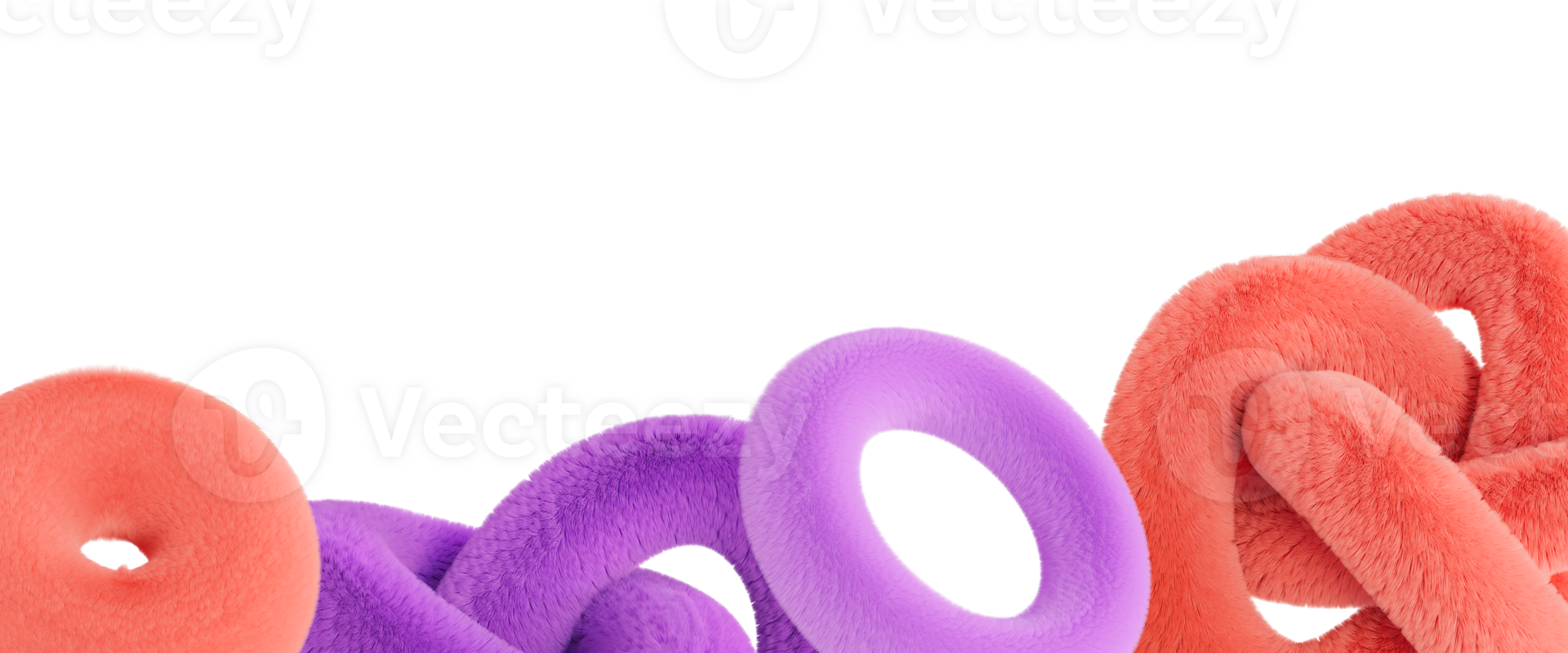 Playful footer with abstract, fluffy 3D shapes, on transparent background. Modern border. Pink and purple colours. Y2k style. Girlish design. Bottom of the page. 3D render. png