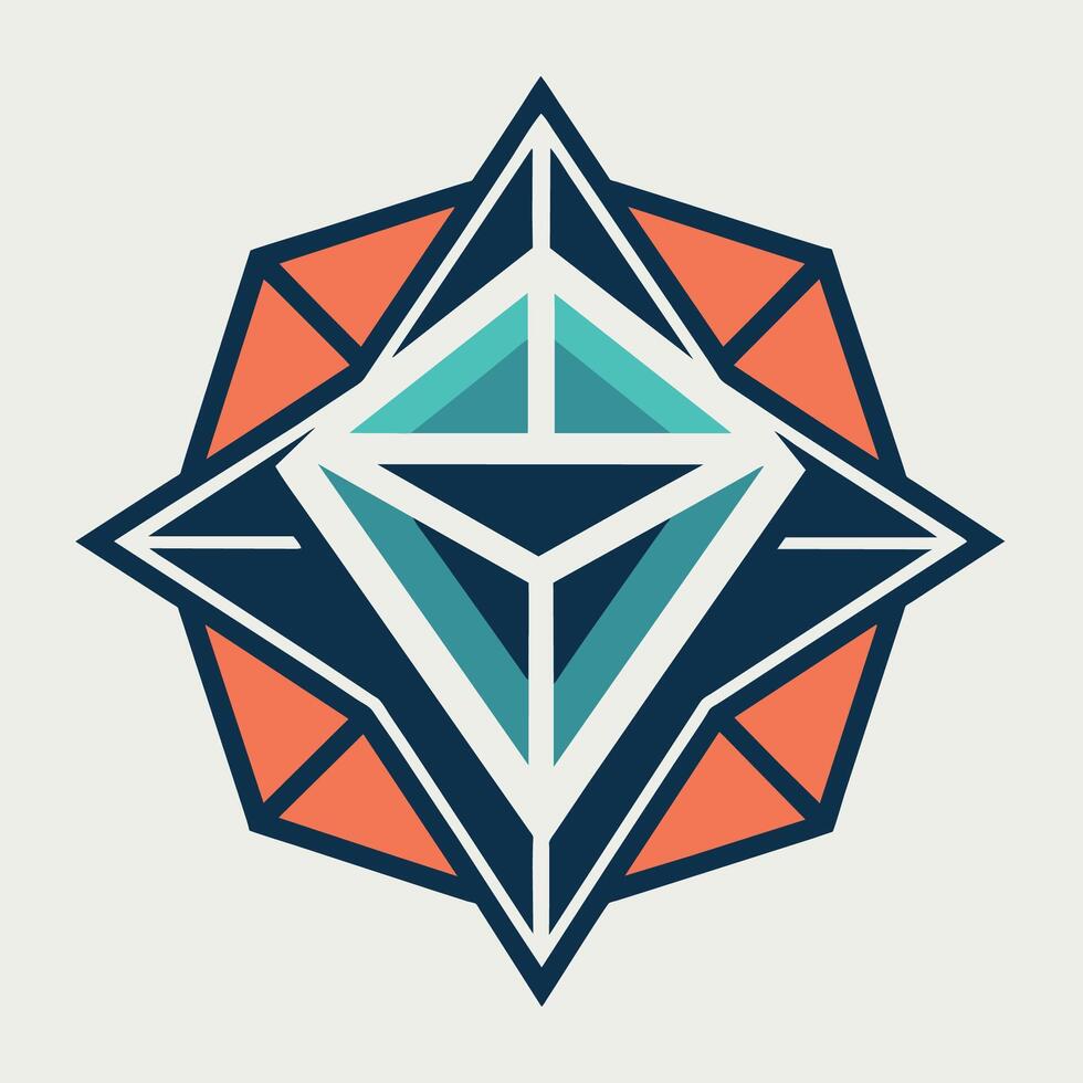 Stylized diamond logo design on a clean white background, A logo design incorporating geometric shapes, minimalist simple modern logo design vector
