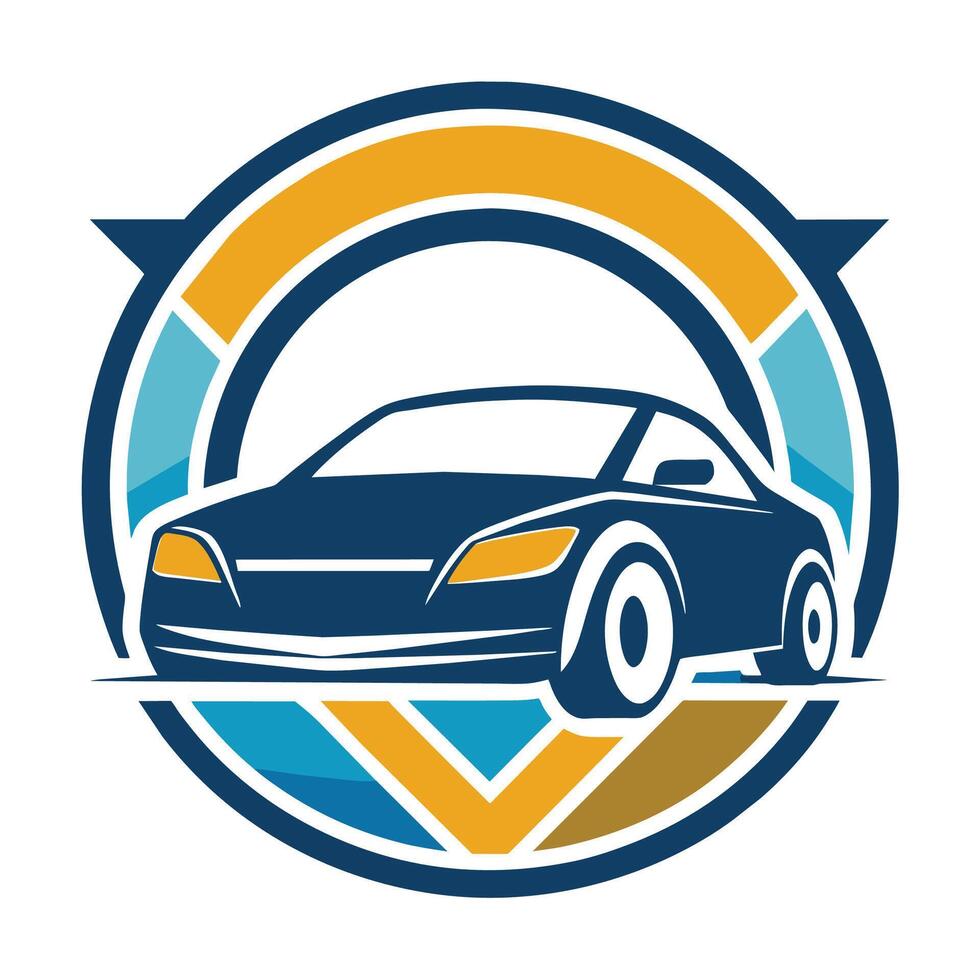 un coche logo adjunto por un círculo, simbolizando marca y identidad en el automotor industria, un sutil cabecear a el negocio de de venta carros, minimalista sencillo moderno logo diseño vector