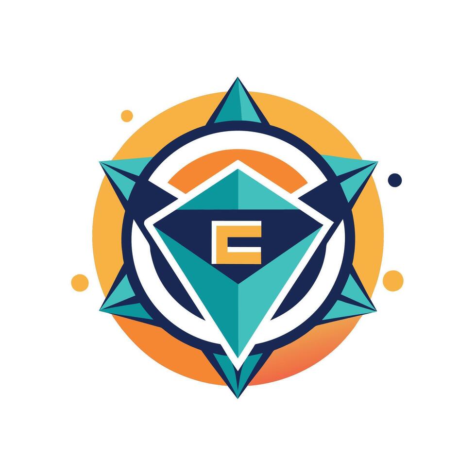 The letter E enclosed in a circle with an abstract design, representing a modern interpretation of an eCommerce logo, A modern interpretation of an e-commerce logo using geometric shapes vector