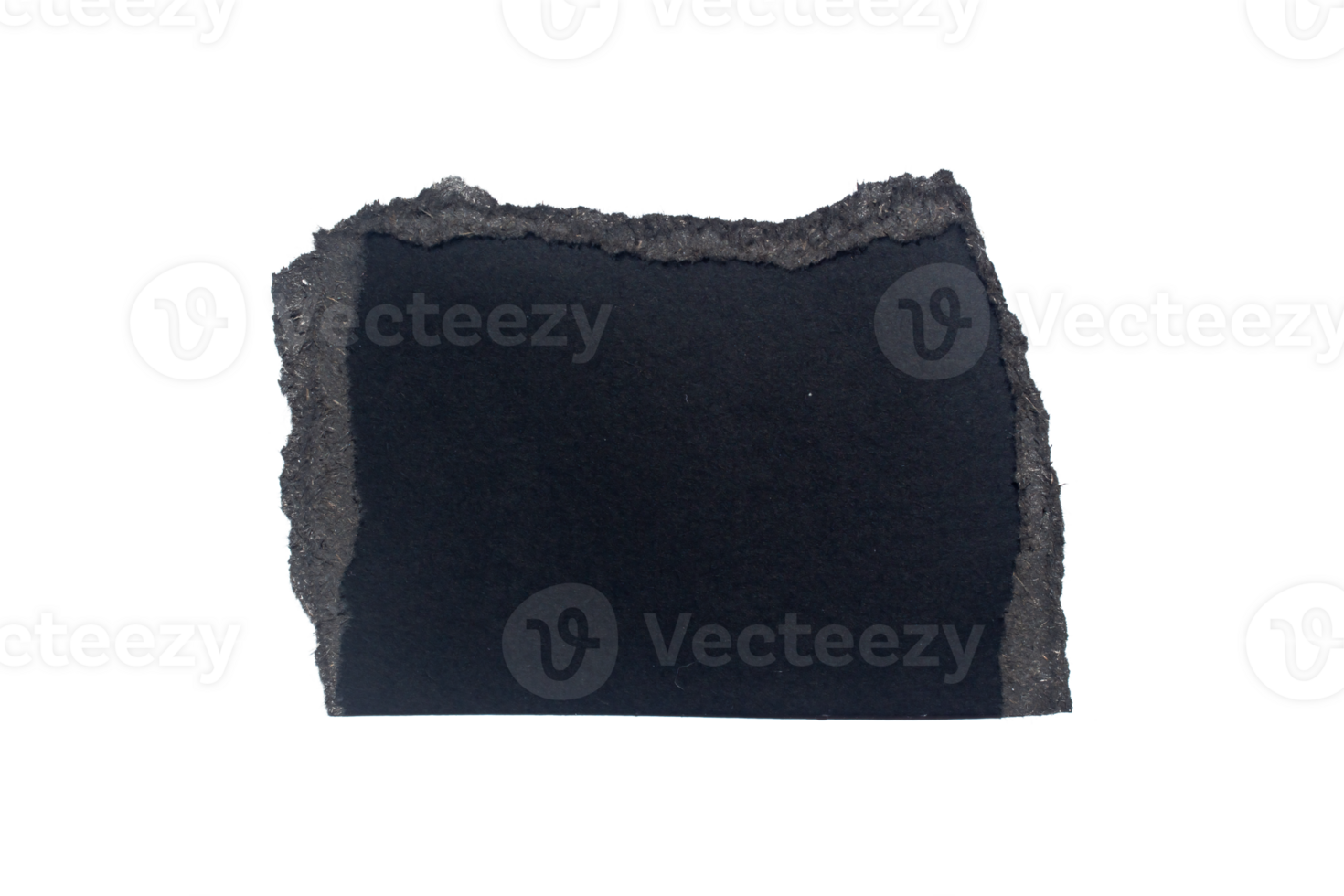 Ripped black paper piece isolated on transparent background with torn edges, cut out png