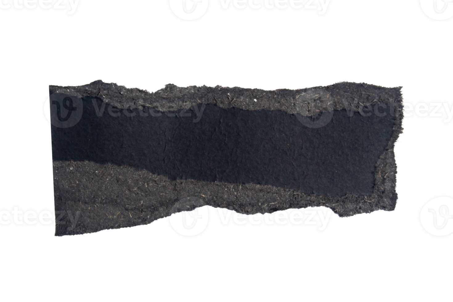 Ripped black paper piece isolated on transparent background with torn edges, cut out png