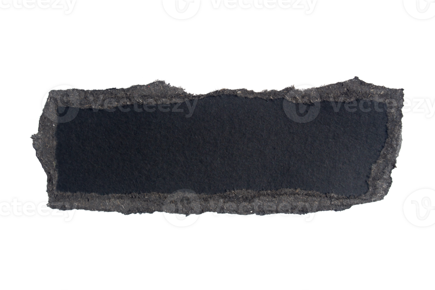 Ripped black paper piece isolated on transparent background with torn edges, cut out png