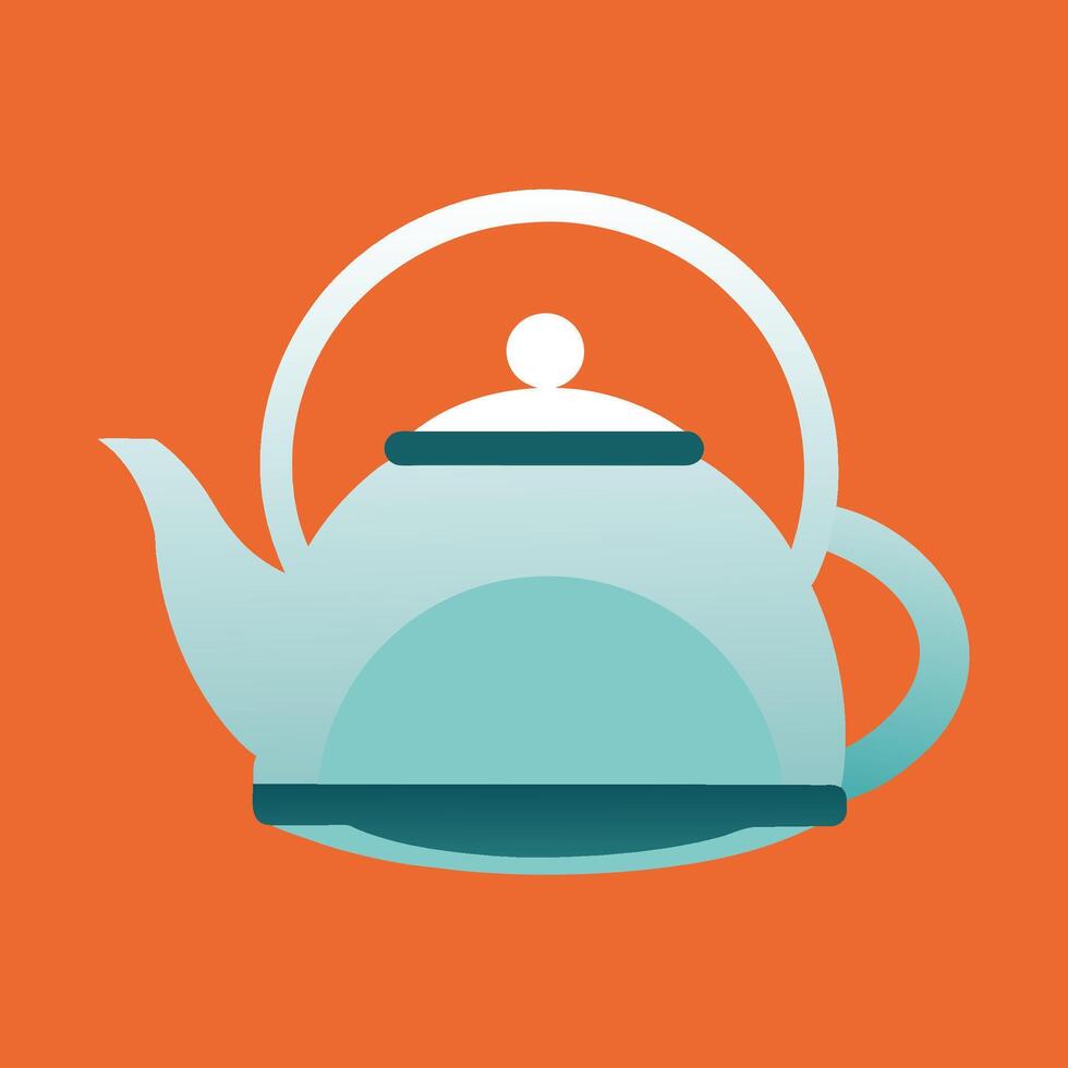 un tetera sentado con un té maceta descansando en parte superior de eso en un moderno minimalista configuración, un moderno interpretación de un té pava, minimalista sencillo moderno logo diseño vector