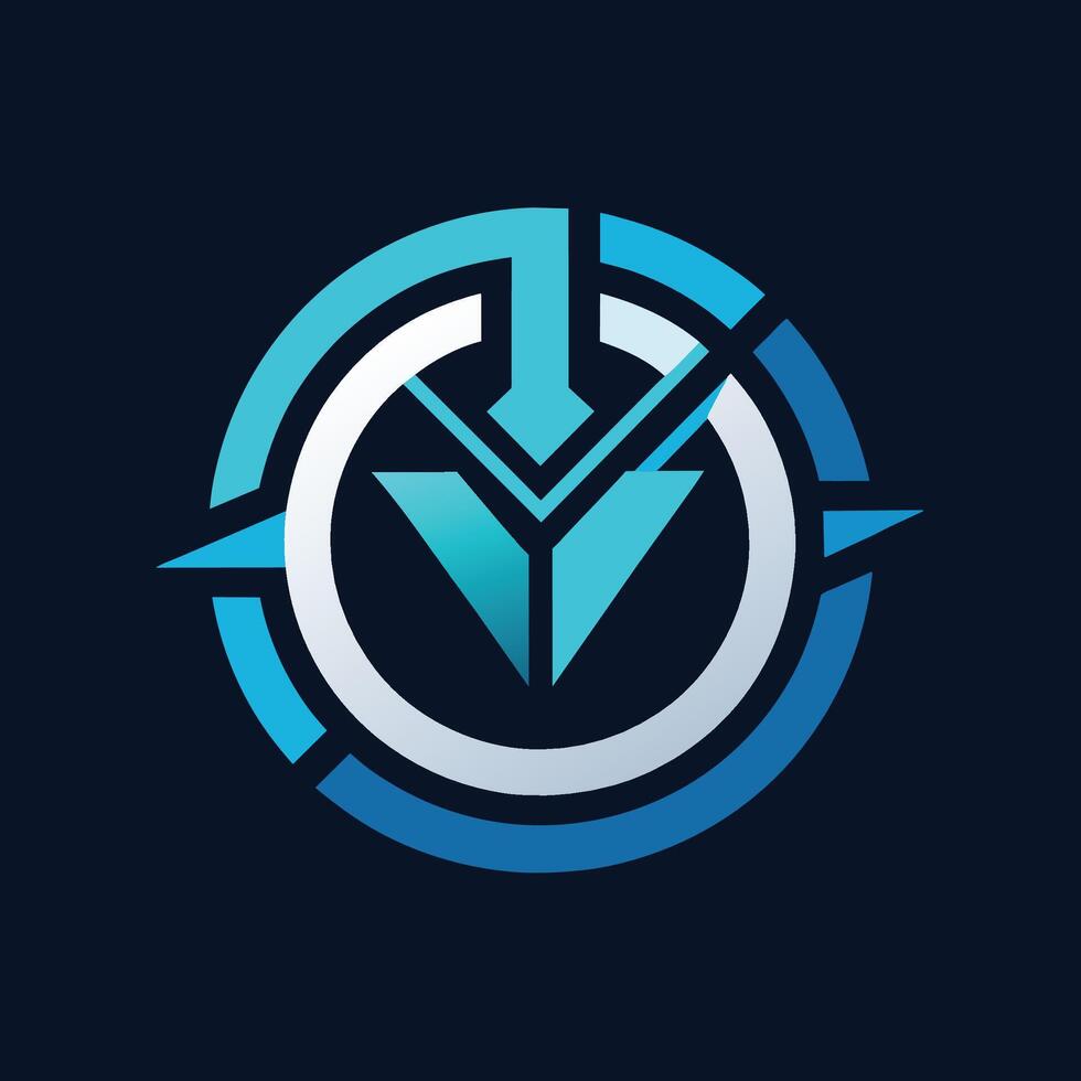 Blue and white logo featuring the letter V in the center, showcasing a sleek and contemporary design, Clean and modern design reflecting the power of technology vector