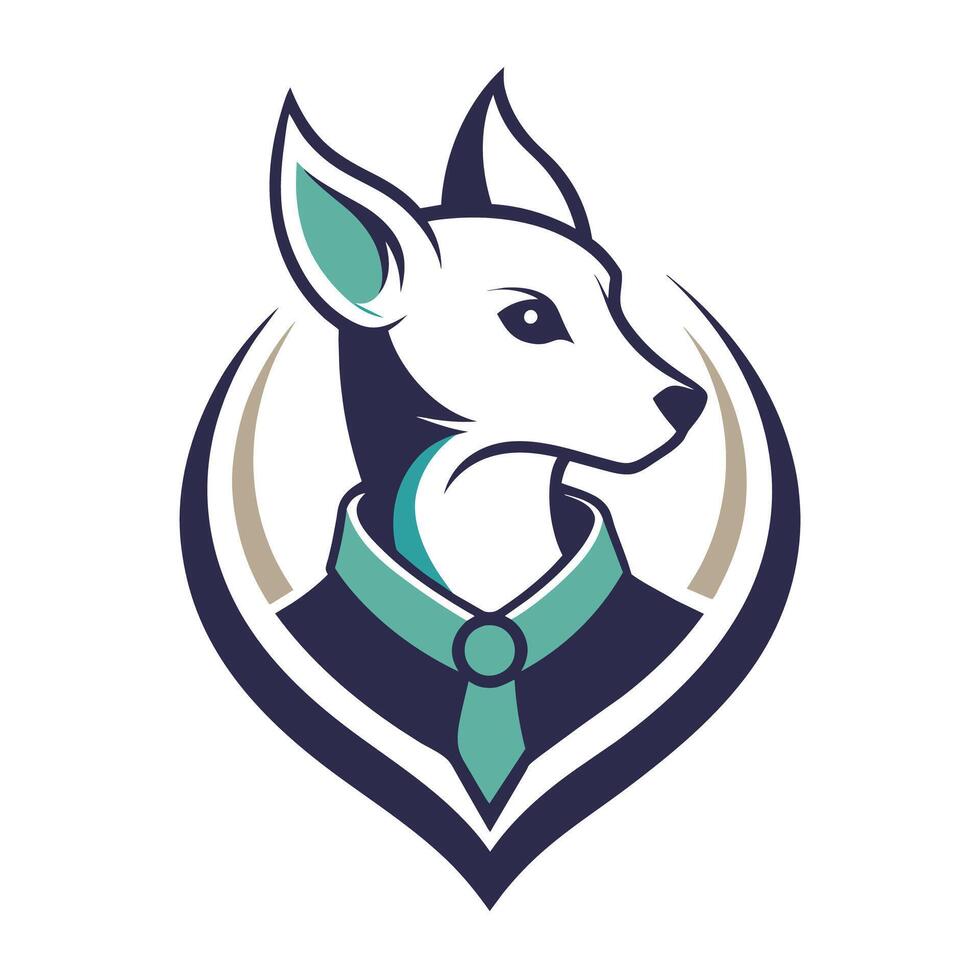 A dog dressed in a tie and collar accessory, Chic logo incorporating a stylized pet collar design, minimalist simple modern logo design vector