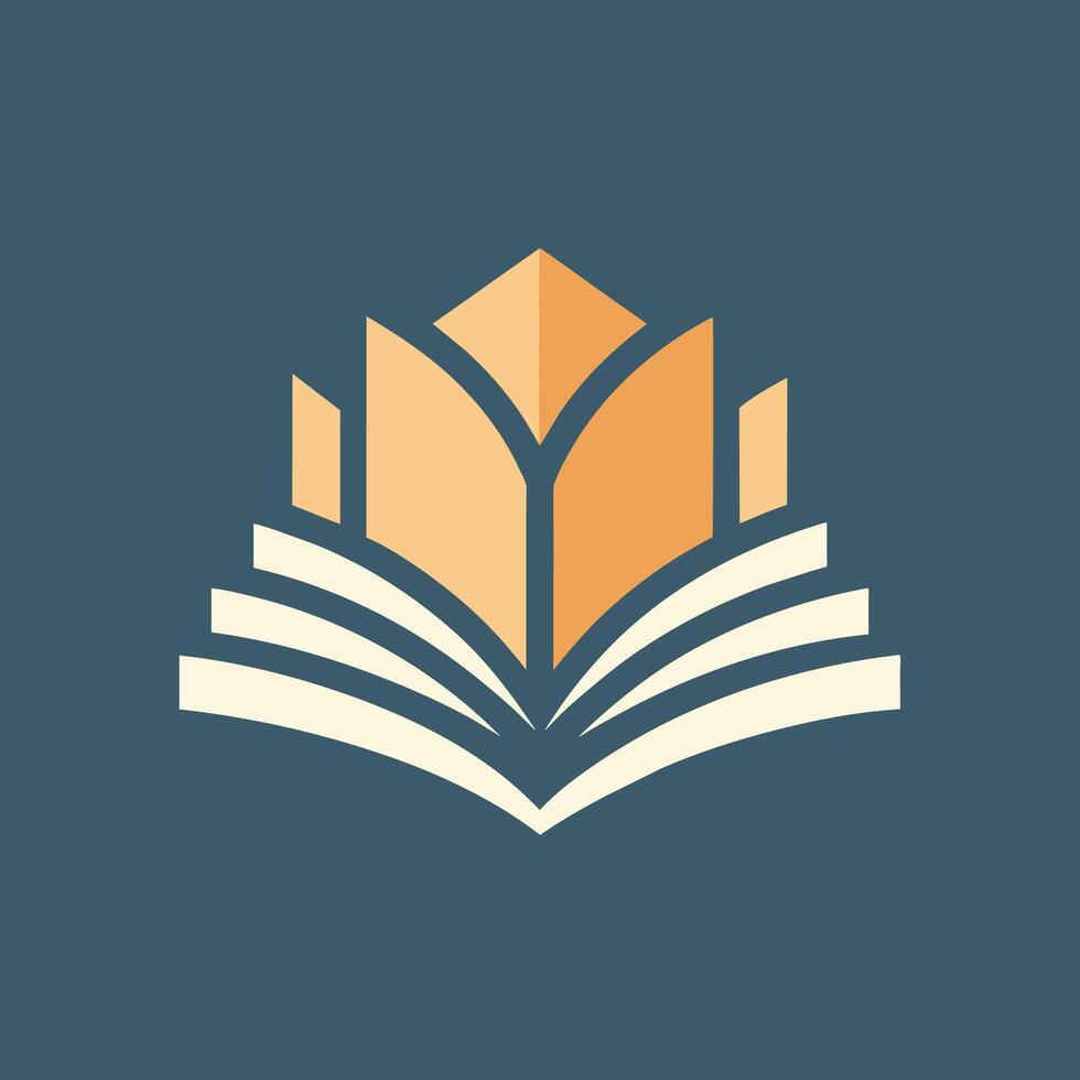 un abierto libro con un marcador descansando en arriba, exhibiendo un moderno y elegante diseño, conceptualizar un limpiar y elegante emblema para un libro editor vector