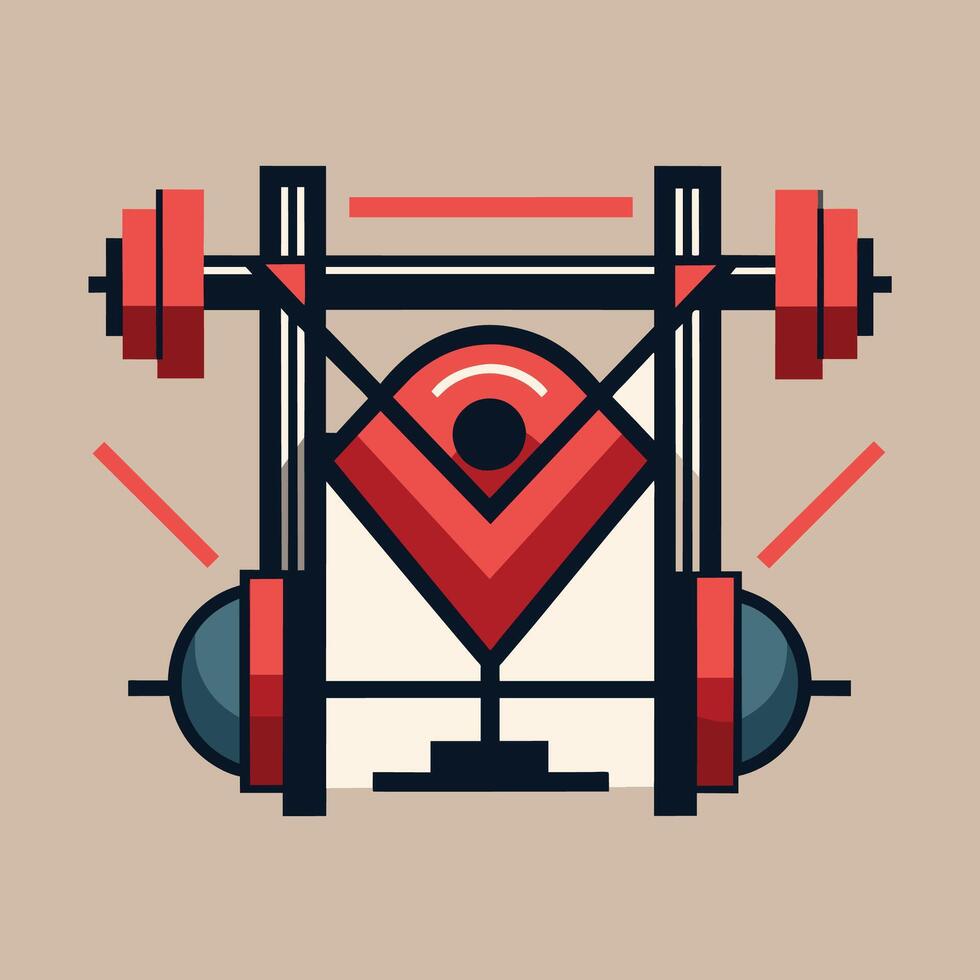 Illustration of a gym machine in a flat design style, showcasing the equipments structure and details, An artistic representation of gym equipment in a simplistic and modern style vector