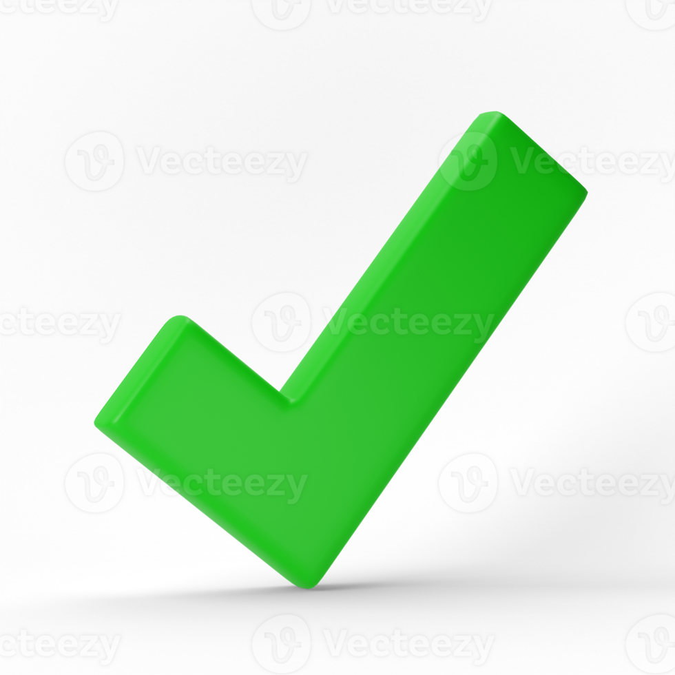 Like or correct symbol, checkmark button, mobile app icon. Icon isolated on transparent background 3d render illustration png