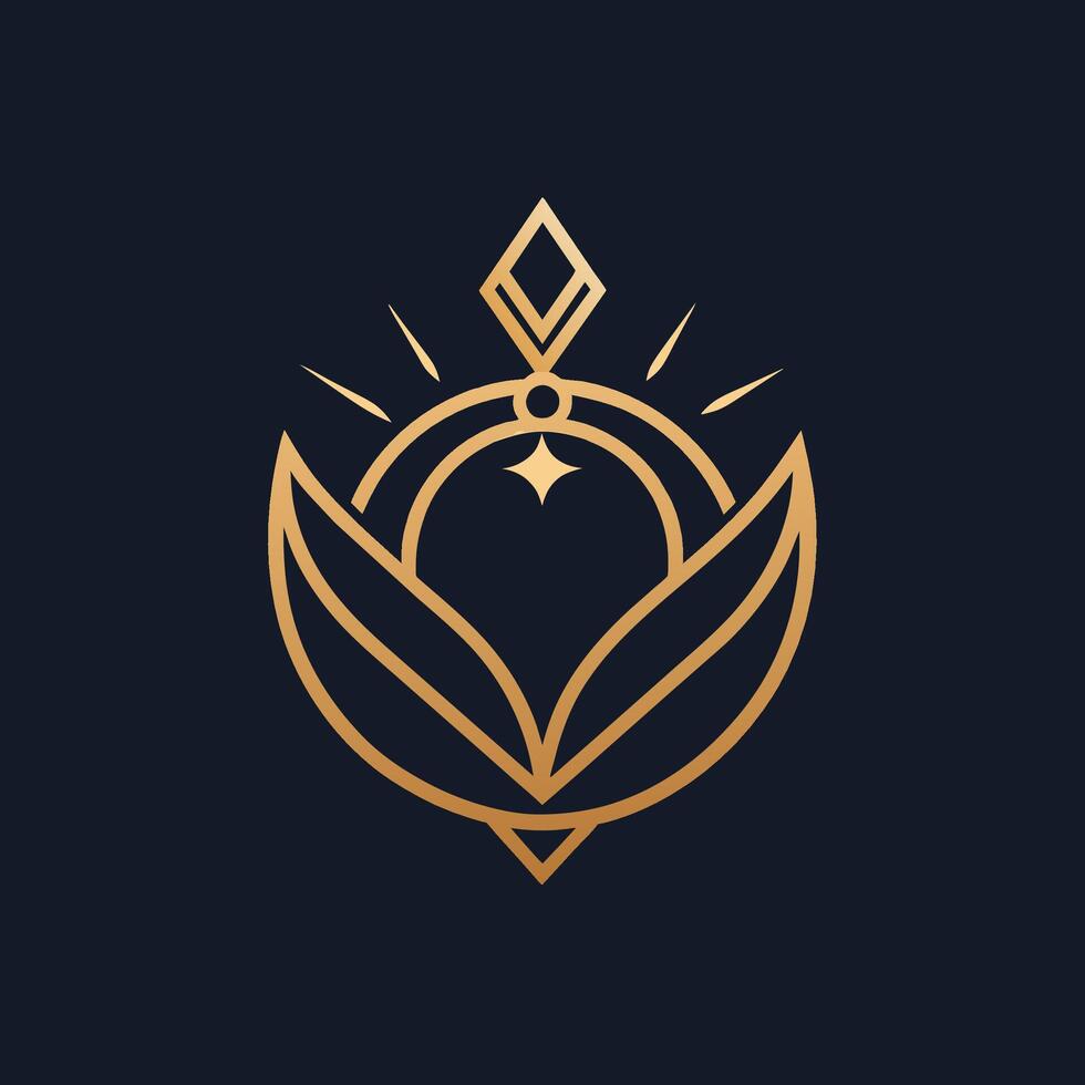 A golden flower with a diamond resting on top of it, showcasing elegance and luxury, Craft a simple and elegant logo for a prestigious jewelry brand vector