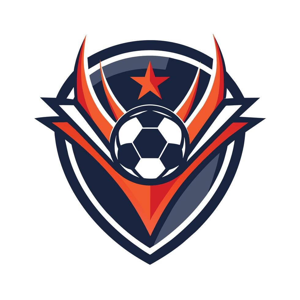 A soccer ball featuring a star on top, symbolizing excellence and achievement, A sleek, modern mark that conveys the energy of a soccer team vector