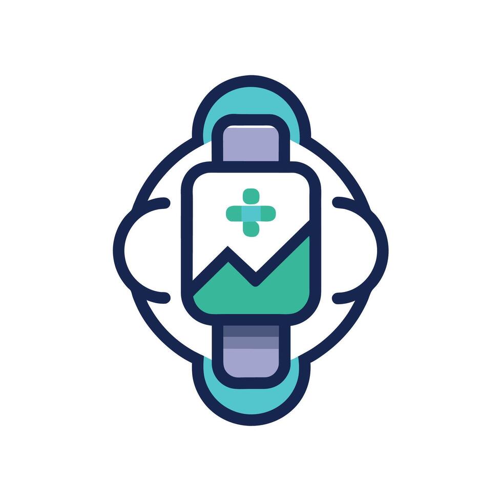 Minimalistic watch with arrow symbol on display, representing a wearable health tracker, Create a minimalistic icon for a wearable health technology vector