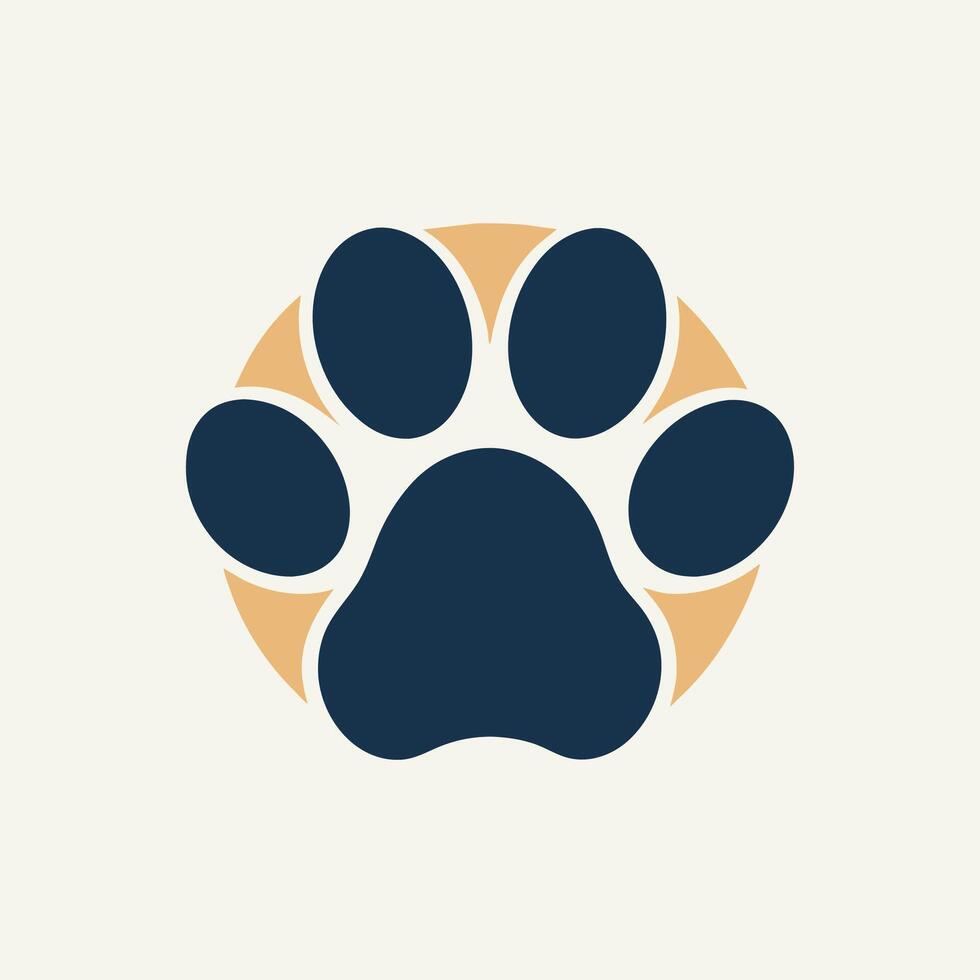 un perros pata es pulcramente adjunto dentro un círculo, creando un minimalista diseño, crear un minimalista logo presentando un mascota pata imprimir, utilizando sencillo líneas y formas vector