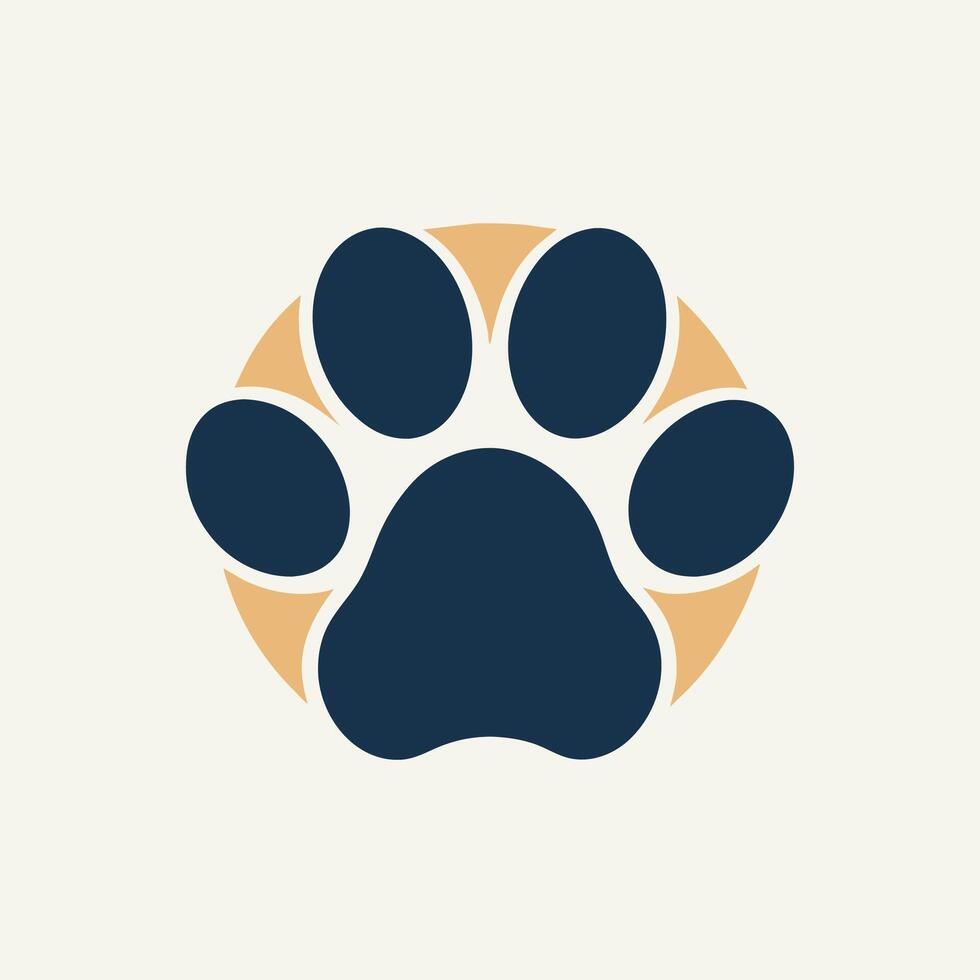 A dogs paw is neatly enclosed within a circle, creating a minimalist design, Create a minimalist logo featuring a pet paw print, using simple lines and shapes vector