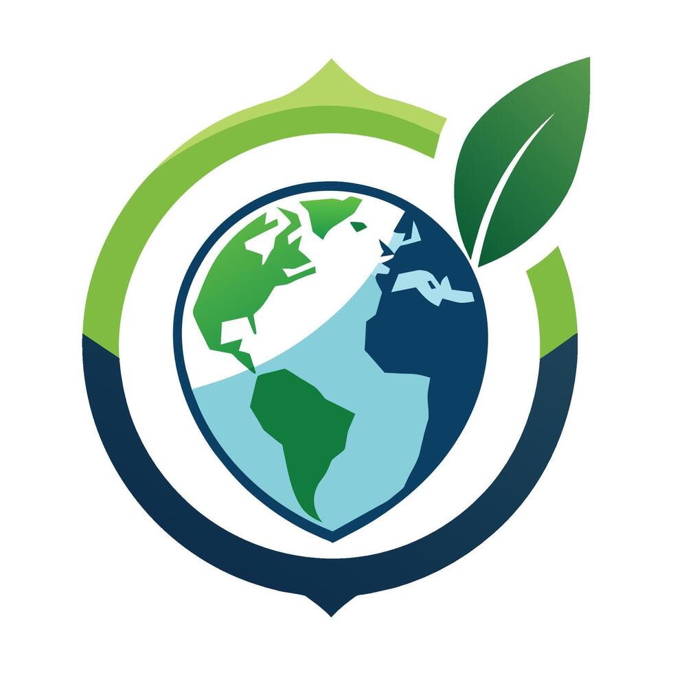 Logo of a company with a green leaf on top, symbolizing nature and sustainability, Craft a simple logo that conveys the message of protecting our planet vector