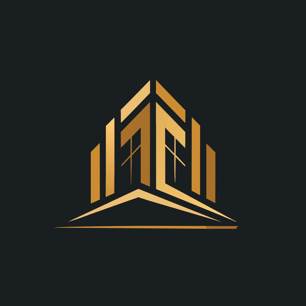 un minimalista oro y negro logo diseñado para un edificio compañía, exhibiendo elegancia y profesionalismo, un minimalista logo ese capturas el esencia de comercio electrónico vector