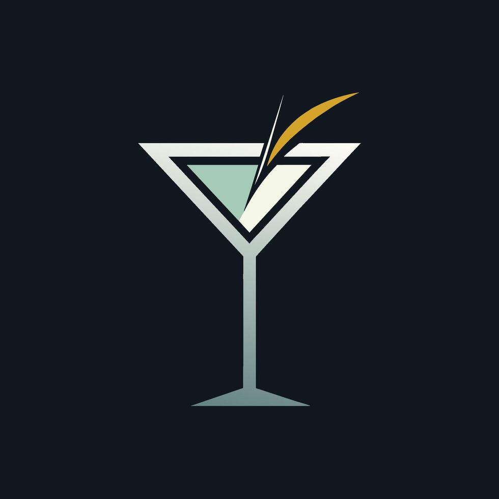 un martini vaso conteniendo un naranja pelar para guarnación, un pulcro y elegante logo de un martini vaso, minimalista sencillo moderno logo diseño vector