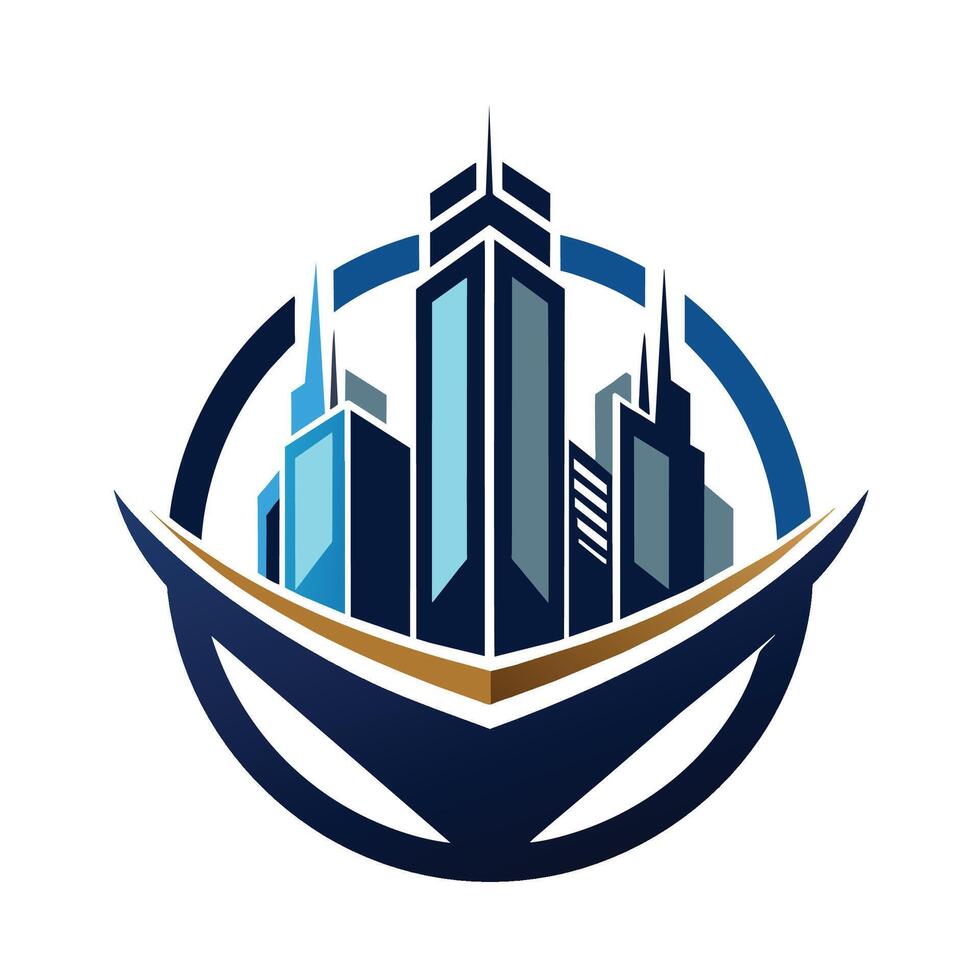 Abstract city logo with skyscrapers in a modern design, A sleek, abstract representation of a city skyline, minimalist simple modern logo design vector