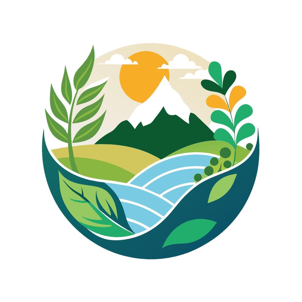 A minimalist logo showcasing the beauty of nature, designed for a company that sells natural products, Create a minimalist logo that highlights the beauty of the Earth's diverse ecosystems vector